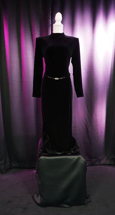 Black long sleeve wedding dress available for rent at Sci-Fi Wedding Chapel.